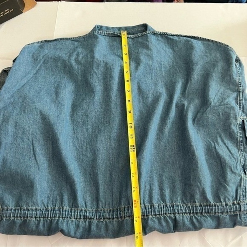 PAIGE Flyer Denim Short Sleeve Drawstring Waist Mini Shirtdress Size M - Picture 9 of 15